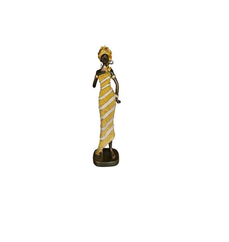 Statuette femme africaine 33,5 cm robe or | Statuettes , Dakar, Sénégal