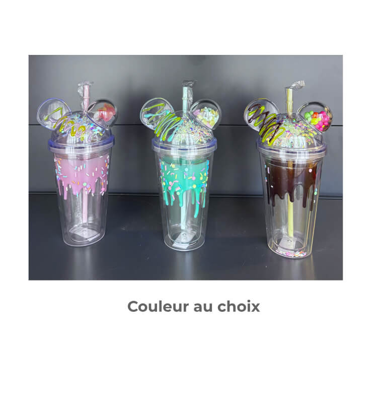 Mug double paroi en plastique boule de glace 450 ml avec paille | Distributeurs de boissons & mugs avec paille | 6 300 CFA , ...