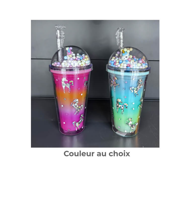 Mug en plastique licorne 380 ml avec paille | Distributeurs de boissons & mugs avec paille | 3 200 CFA , dakar, Sénégal