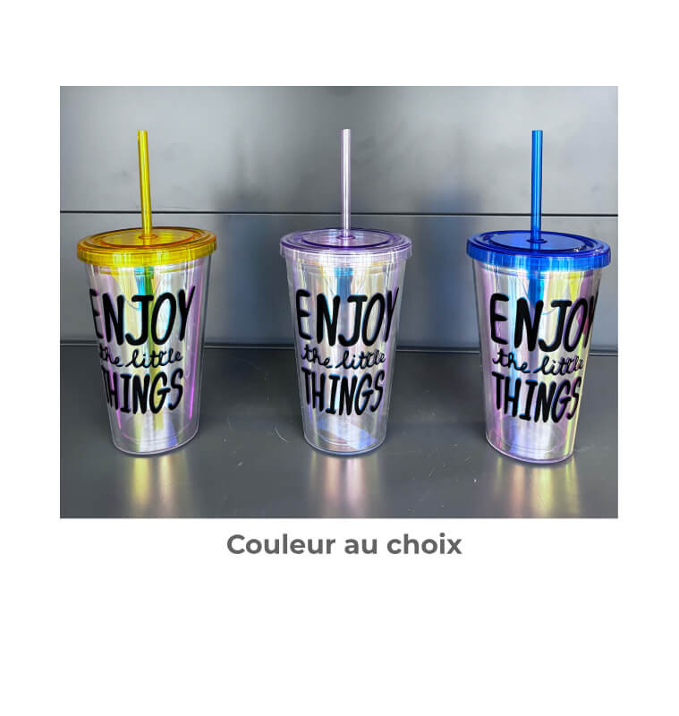 Mug double paroi en plastique nacré 450 ml avec paille | Distributeurs de boissons & mugs avec paille | 2 400 CFA , dakar, Sé...