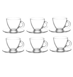 Coffret tasses à café ROMA avec sous-tasses en verre transparent 225 ml - Lot de 6 | Tasses & mugs | 13 000 CFA , dakar, Sénégal