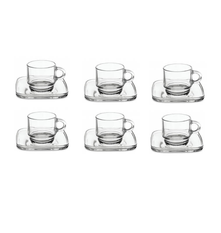 Coffret tasses à café avec sous-tasses en verre 91 ml - lot de 6 | Tasses & mugs | 10 200 CFA , dakar, Sénégal