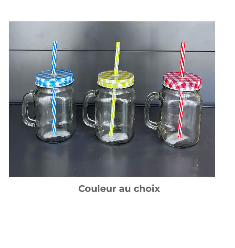 Mug en verre transparent 450 ml avec paille et couvercle coloré | Distributeurs de boissons & mugs avec paille | 700 CFA , da...