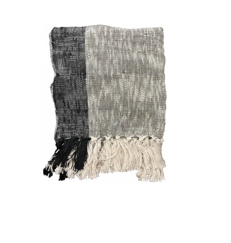 Plaid 125 x 150 cm 100 % coton noir et gris | Plaids & jetés , Dakar, Sénégal