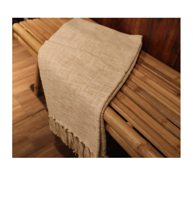 Plaid 125 x 150 cm 100 % coton beige/gold | Plaids & jetés , Dakar, Sénégal