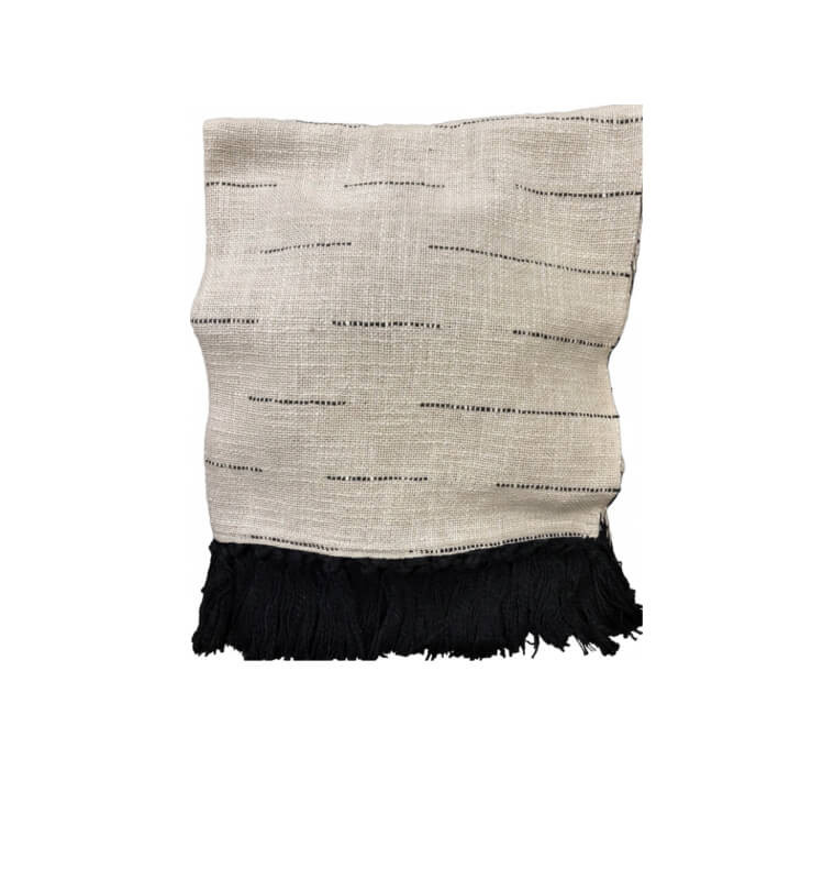Plaid 125 x 150 cm 100 % coton beige/noir | Plaids & jetés , Dakar, Sénégal