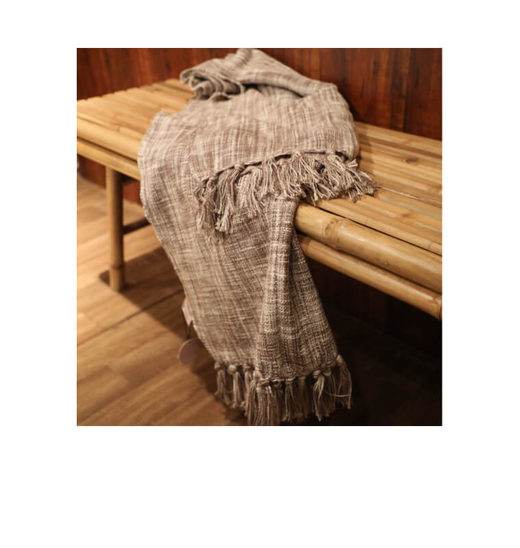 Plaid 125 x 150 cm 100 % coton blanc et marron | Plaids & jetés , Dakar, Sénégal