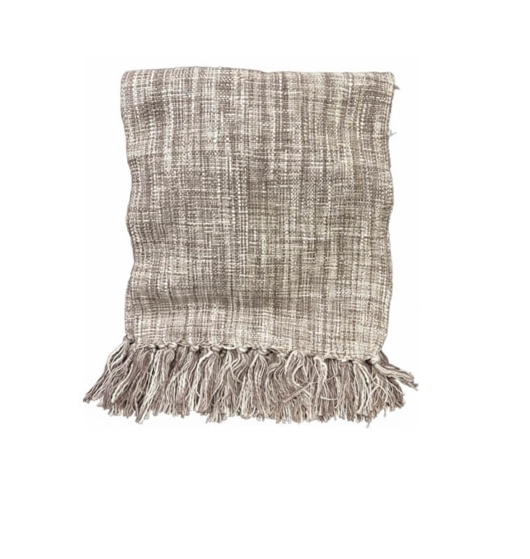 Plaid 125 x 150 cm 100 % coton blanc et marron | Plaids & jetés , Dakar, Sénégal