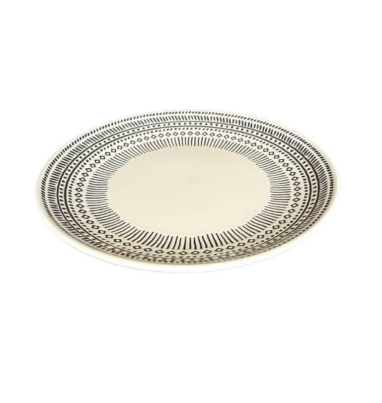 Assiette plate 27 cm ethnique en grès beige | Assiettes & coffrets d'assiettes | 2 000 CFA , dakar, Sénégal