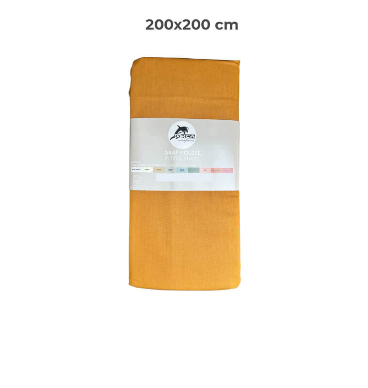 Drap housse 200 x 200 cm 100 % coton 57 fils moutarde | Linge de lit , Dakar, Sénégal