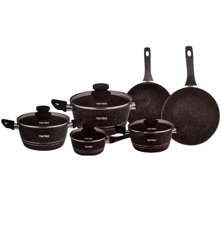 Coffret casseroles noir Tornado en aluminium compatible induction - 10 Pcs | Batteries de cuisine & coffrets  | 80 000 CFA , ...
