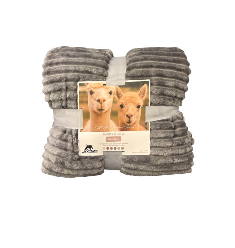 Plaid gris foncé à rayures relief extra doux 220 x 240 cm, 220 GSM polyester | Plaids & jetés , Dakar, Sénégal