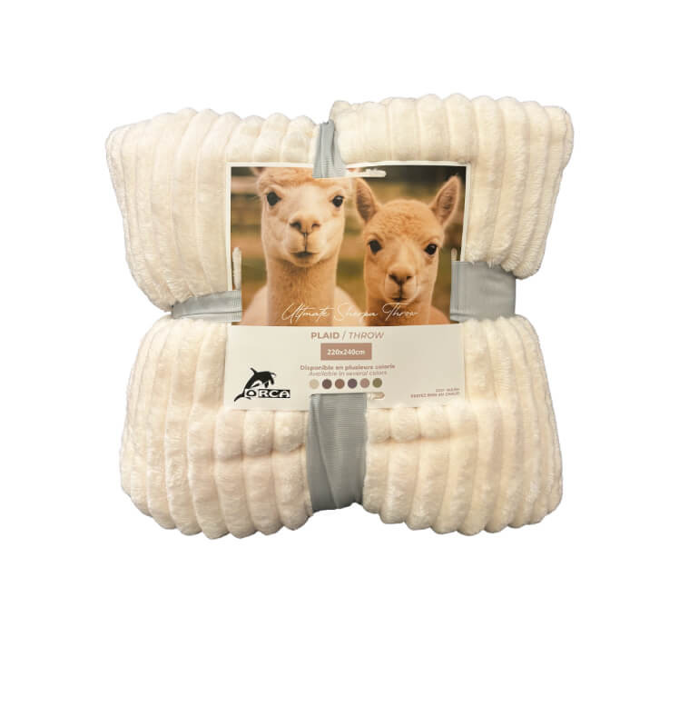 Plaid blanc à rayures relief extra doux 220 x 240 cm , 220 GSM polyester | Plaids & jetés , Dakar, Sénégal