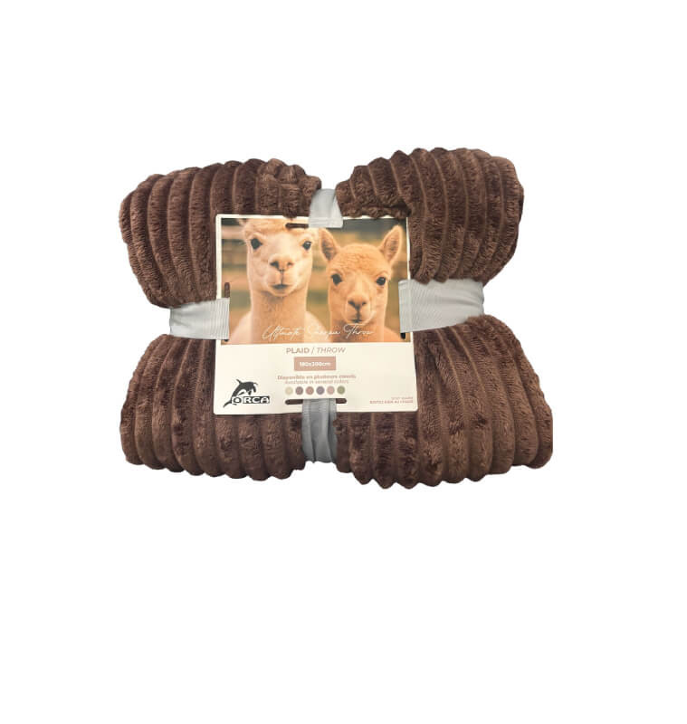 Plaid café à rayures relief extra doux 180 x 200 cm, 220 GSM polyester | Plaids & jetés , Dakar, Sénégal