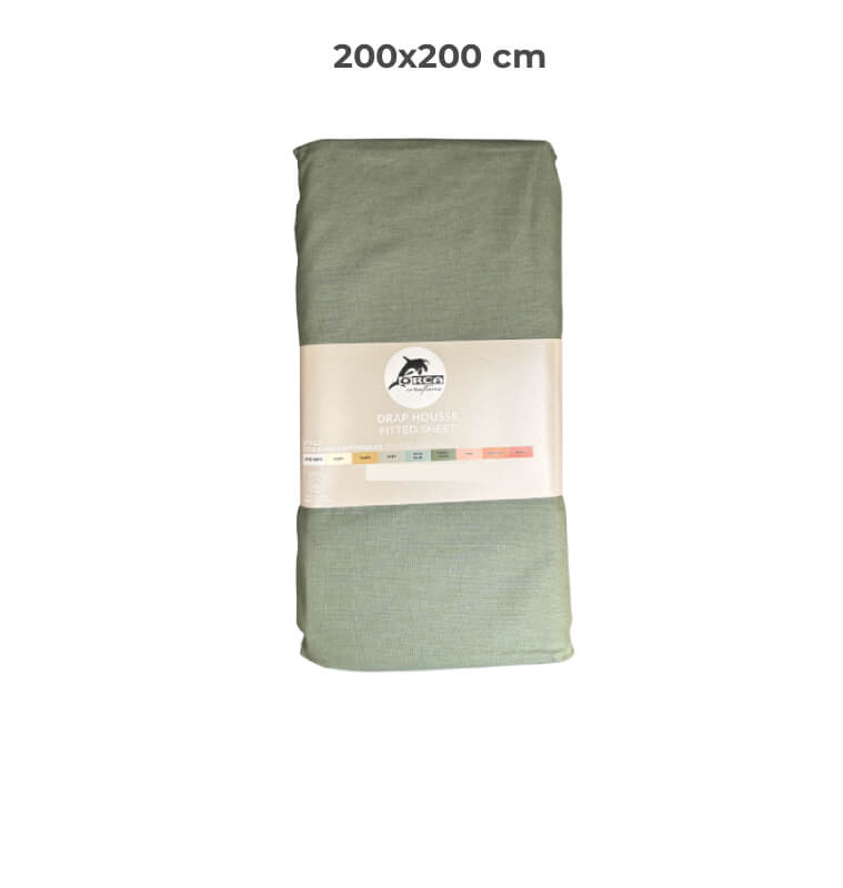 Drap housse 200 x 200 cm 100 % coton 57 fils vert forest | Linge de lit , Dakar, Sénégal