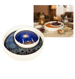 Plateau rond en bois design mosquée à 2 compartiments, diamètre: 30 cm | Plateaux | 13 000 CFA , dakar, Sénégal