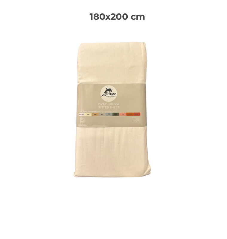 Drap housse 180 x 200 cm 100 % coton 57 fils ivoire | Linge de lit , Dakar, Sénégal