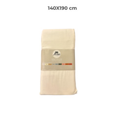 Drap housse 140 x 190 cm 100 % coton 57 fils ivoire