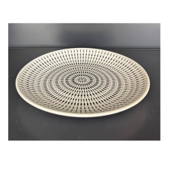 Assiette plate 27 cm ethnique en grès blanc | Assiettes & coffrets d'assiettes | 1 900 CFA , dakar, Sénégal