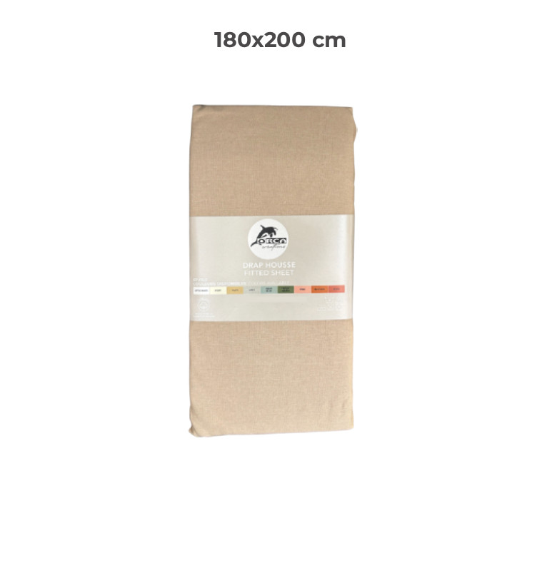 Drap housse 180 x 200 cm 100 % coton 57 fils taupe | Linge de lit , Dakar, Sénégal