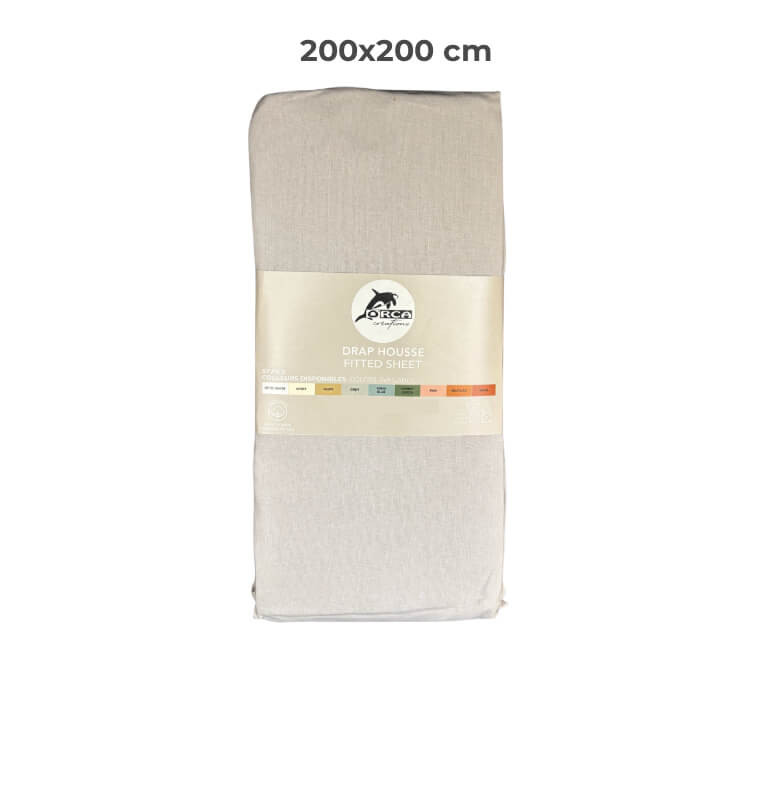 Drap housse 200 x 200 cm 100 % coton 57 fils gris | Linge de lit , Dakar, Sénégal