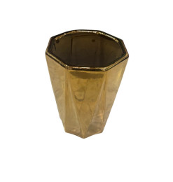 Pot outdoor octogonal en céramique dorée 30x41 cm