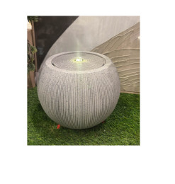 Fontaine décorative ronde en polyresine beige 37x37x30 cm avec LED et pompe 2.2W