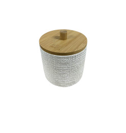 Pot à coton en polyresine et bambou blanc 12.2x10.2x9.8 cm | Accessoires salle de bain | 4 200 CFA , dakar, Sénégal