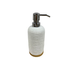 Distributeur à savon en polyresine et bambou blanc 7.5x19.5 cm | Accessoires salle de bain | 4 200 CFA , dakar, Sénégal