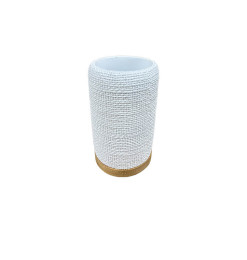 Gobelet salle de bain en polyresine et bambou blanc 7.5x11.5 cm | Accessoires salle de bain | 3 000 CFA , dakar, Sénégal