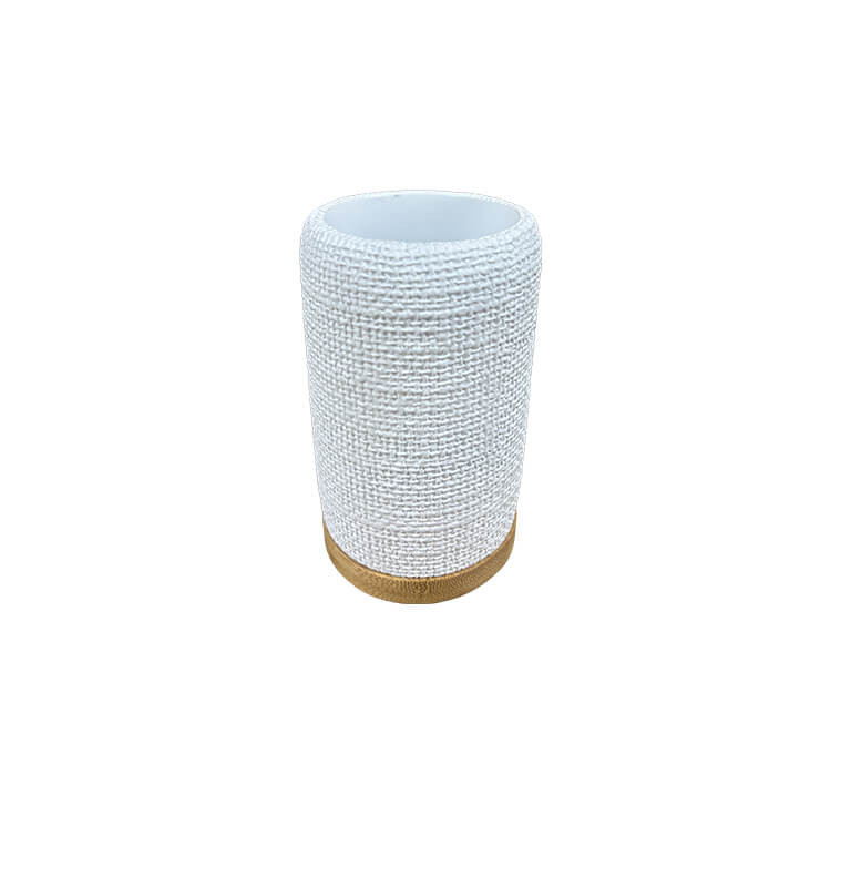 Gobelet salle de bain en polyresine et bambou blanc 7.5x11.5 cm | Accessoires salle de bain | 3 000 CFA , dakar, Sénégal