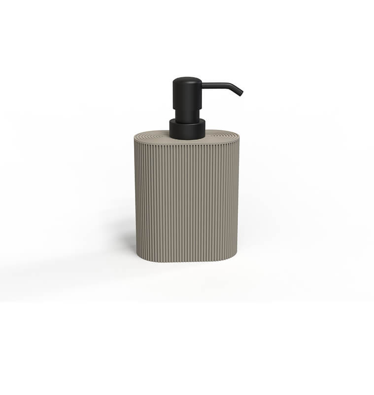Distributeur à savon en polyresine strié taupe 10x5.5x17 cm | Accessoires salle de bain | 3 700 CFA , dakar, Sénégal