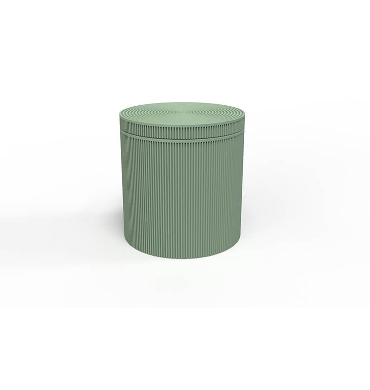 Pot à coton avec couvercle vert texture striée en polyrésine 9,5×9,5×9,8 cm | Accessoires salle de bain | 4 000 CFA , dakar, ...