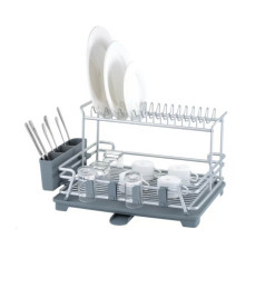 Egouttoir à vaisselle 2 niveaux en aluminium et plastique gris, 54,6 x 37,5 x 29,3 cm | Organisation | 33 900 CFA , dakar, Sé...