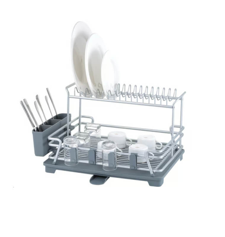 Egouttoir à vaisselle 2 niveaux en aluminium et plastique gris, 54,6 x 37,5 x 29,3 cm | Organisation | 33 900 CFA , dakar, Sé...