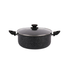 Cocotte casserole 28 cm + couvercle en aluminium antiadhésif effet granit, tous feux dont induction | Casseroles & faitouts |...