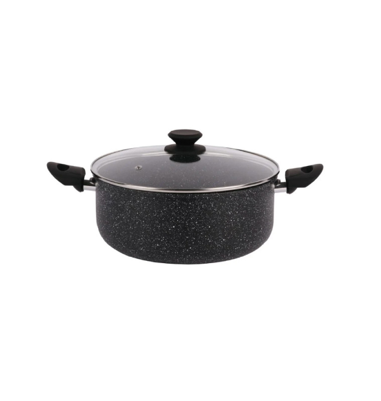 Cocotte casserole 28 cm + couvercle en aluminium antiadhésif effet granit, tous feux dont induction | Casseroles & faitouts |...