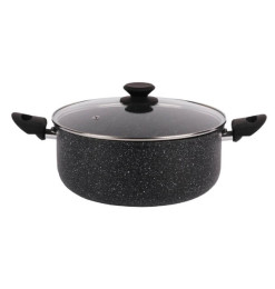 Cocotte casserole 34 cm + couvercle en aluminium antiadhésif effet granit, tous feux dont induction | Casseroles & faitouts |...