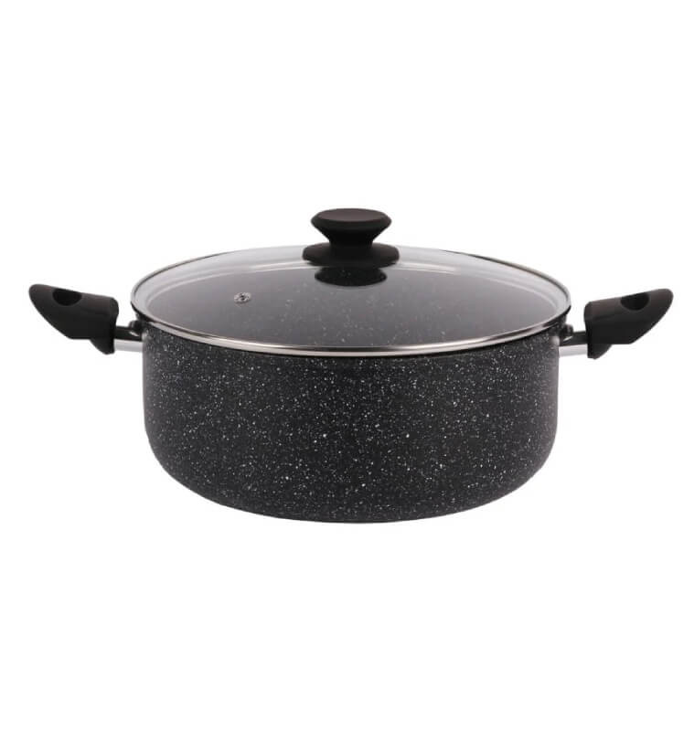 Cocotte casserole 34 cm + couvercle en aluminium antiadhésif effet granit, tous feux dont induction | Casseroles & faitouts |...