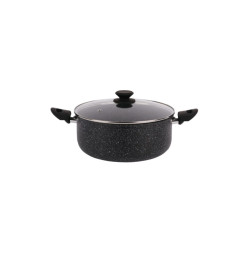 Cocotte casserole 20 cm + couvercle en aluminium antiadhésif effet granit, tous feux dont induction | Casseroles & faitouts |...