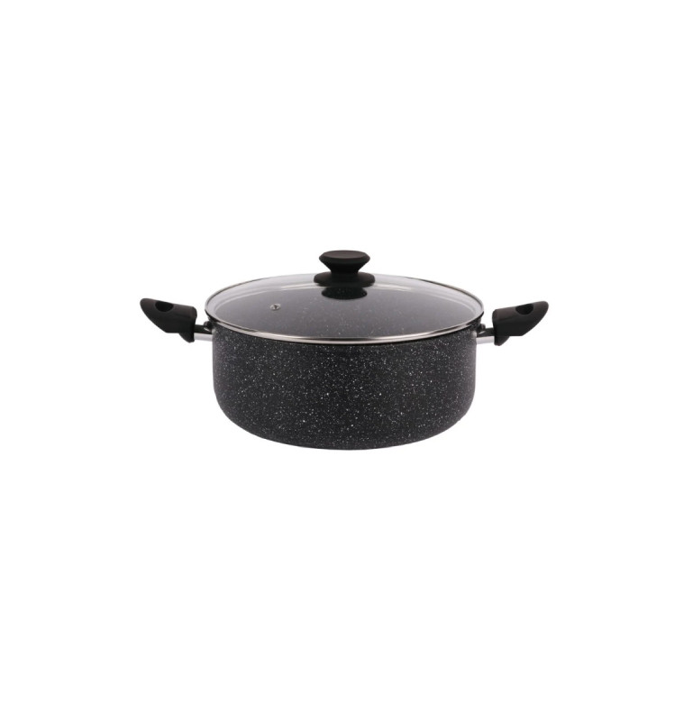 Cocotte casserole 20 cm + couvercle en aluminium antiadhésif effet granit, tous feux dont induction | Casseroles & faitouts |...
