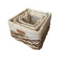 Panier de rangement en rotin naturel avec doublure tissu et patch "Flower" - Lot de 3 | Paniers de rangement | 14 900 CFA , d...