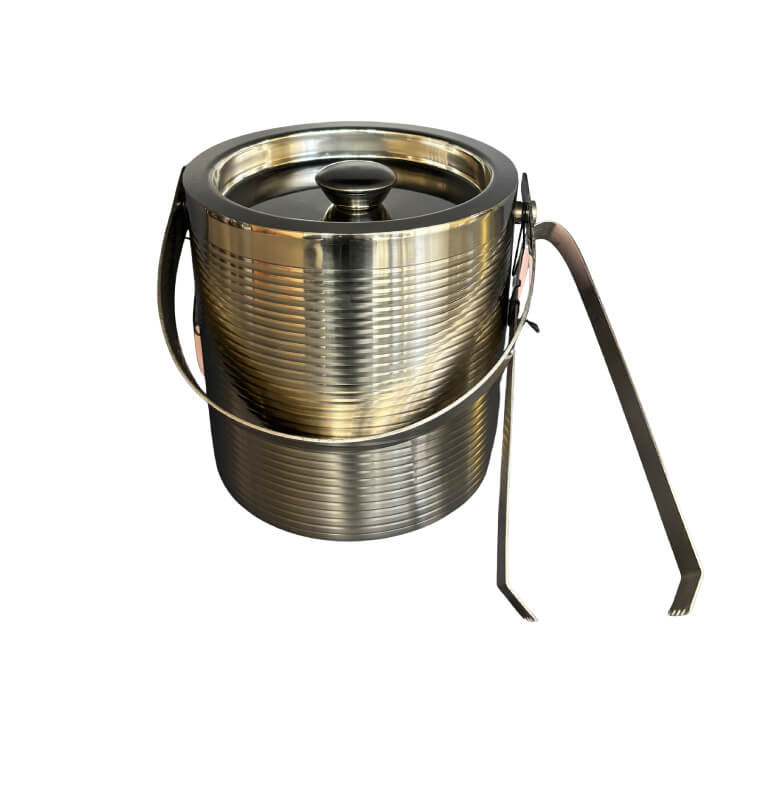 Seau à glace double paroi en inox poli argent avec couvercle et pince, 15 x 15 cm | Le bar | 14 800 CFA , dakar, Sénégal