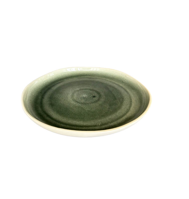 Assiette plate 27 cm en céramique vert sauge et blanc mat | Assiettes & coffrets d'assiettes | 3 800 CFA , dakar, Sénégal