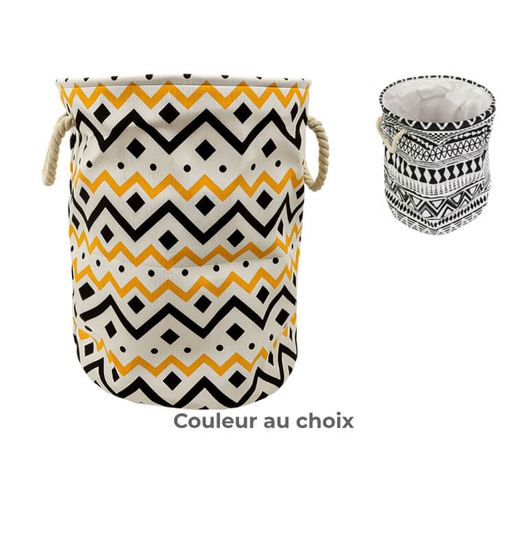 Panier à linge en tissu imprimé ethnique avec doublure intérieure, 40 x 50 cm | Paniers à linge | 6 900 CFA , dakar, Sénégal