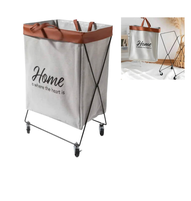 Panier à linge en tissu crème et terracotta, 40 x 29 x 60 cm | Paniers à linge | 8 700 CFA , dakar, Sénégal