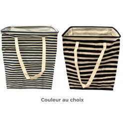 Panier à linge en tissu rayé noir et blanc avec poignées, 30 x 42 x 56 cm | Paniers à linge | 4 700 CFA , dakar, Sénégal