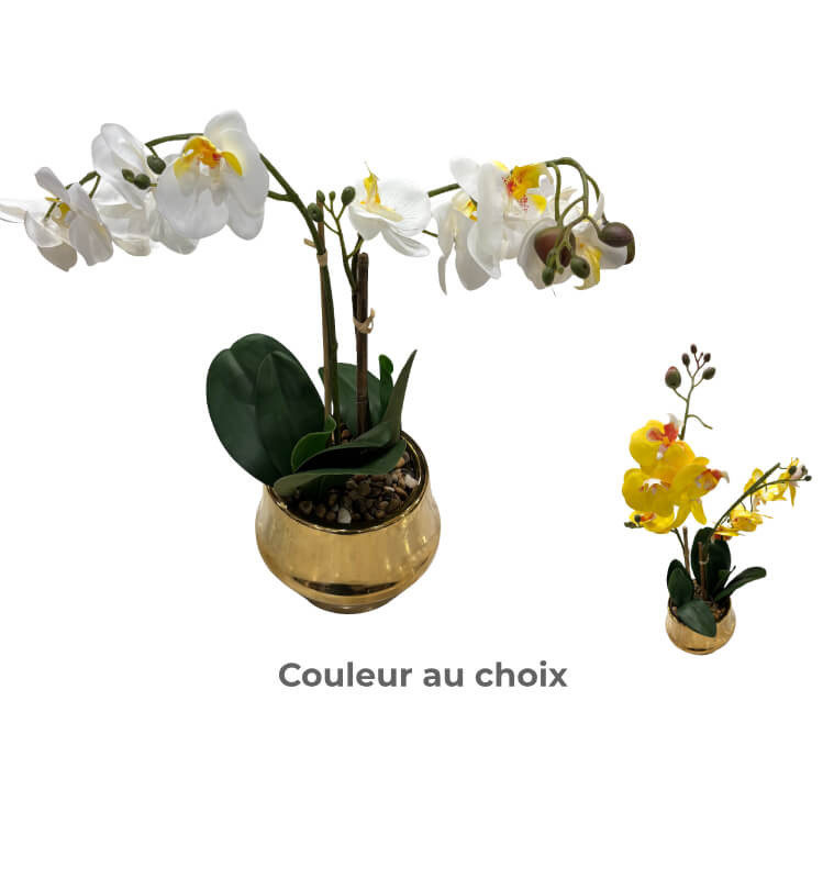 Orchidée artificielle en pot doré, 16 x 12 x 45 cm | Plantes & fleurs artificielles , Dakar, Sénégal