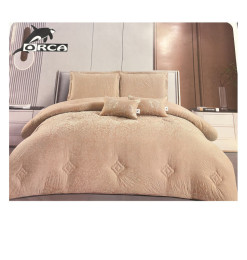 Couette Jacquard 240 x 260 cm + 2 taies d’oreiller + 2 coussins camel en polyester | Linge de lit , Dakar, Sénégal