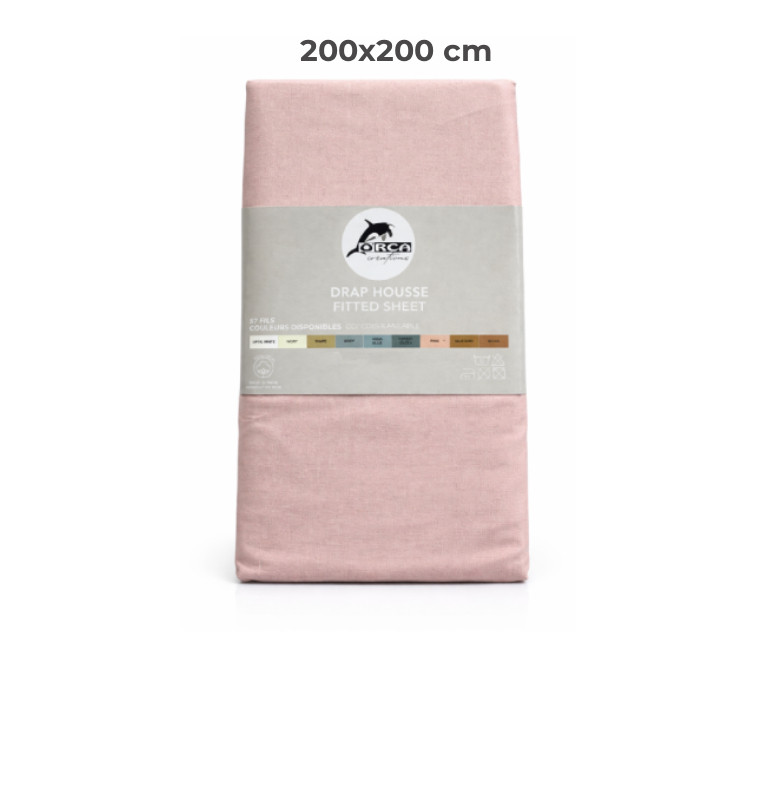 Drap housse 200 x 200 cm 100 % coton 57 fils rose | Linge de lit , Dakar, Sénégal